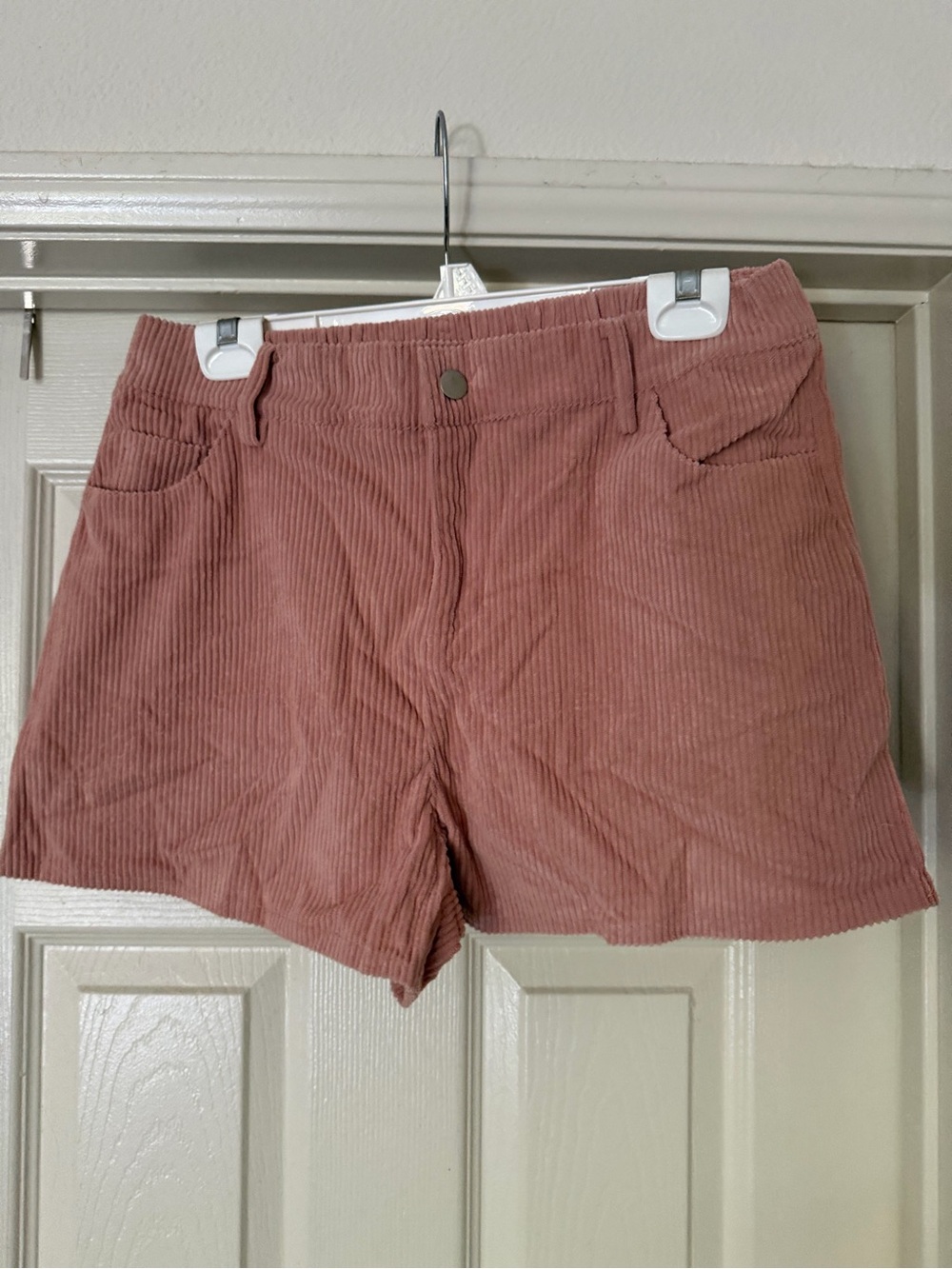 Savanna Jane Corduroy High Waist Shorts in Dusty Mauve